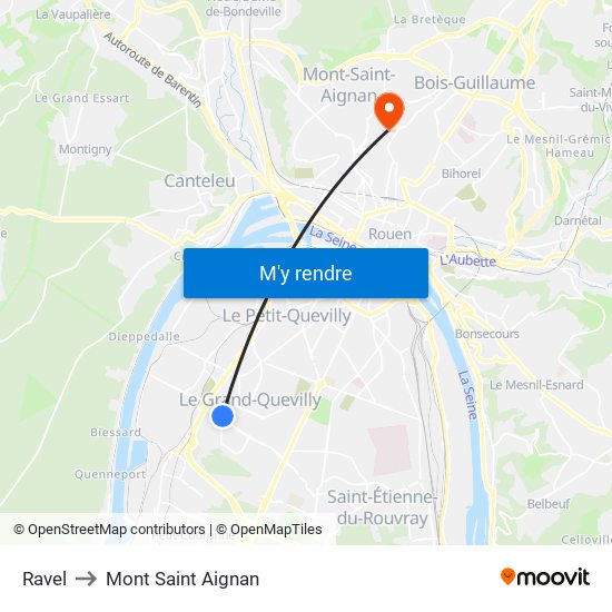 Ravel to Mont Saint Aignan map