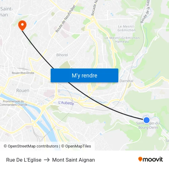 Rue De L'Eglise to Mont Saint Aignan map