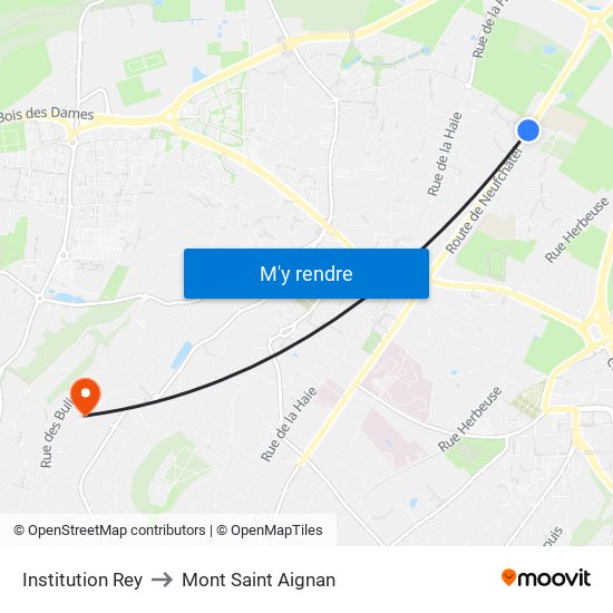 Institution Rey to Mont Saint Aignan map