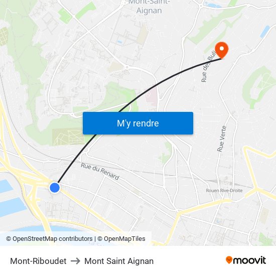 Mont-Riboudet to Mont Saint Aignan map