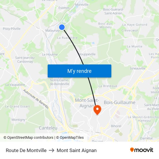 Route De Montville to Mont Saint Aignan map