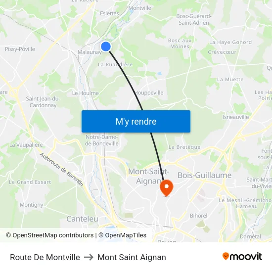 Route De Montville to Mont Saint Aignan map
