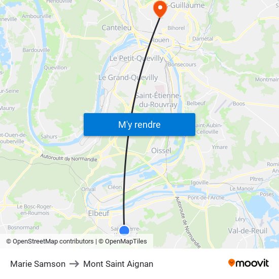 Marie Samson to Mont Saint Aignan map