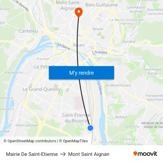 Mairie De Saint-Etienne to Mont Saint Aignan map