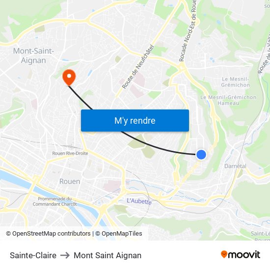 Sainte-Claire to Mont Saint Aignan map