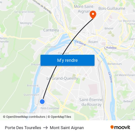 Porte Des Tourelles to Mont Saint Aignan map