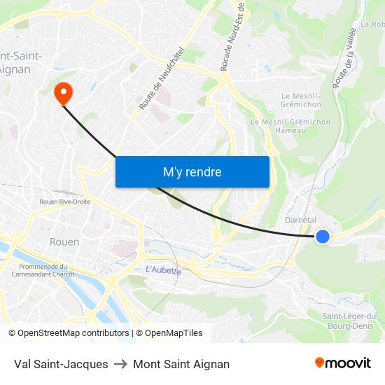Val Saint-Jacques to Mont Saint Aignan map