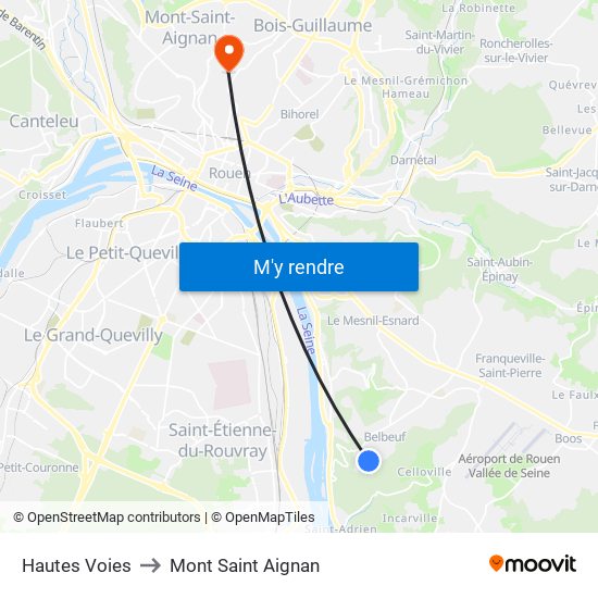 Hautes Voies to Mont Saint Aignan map