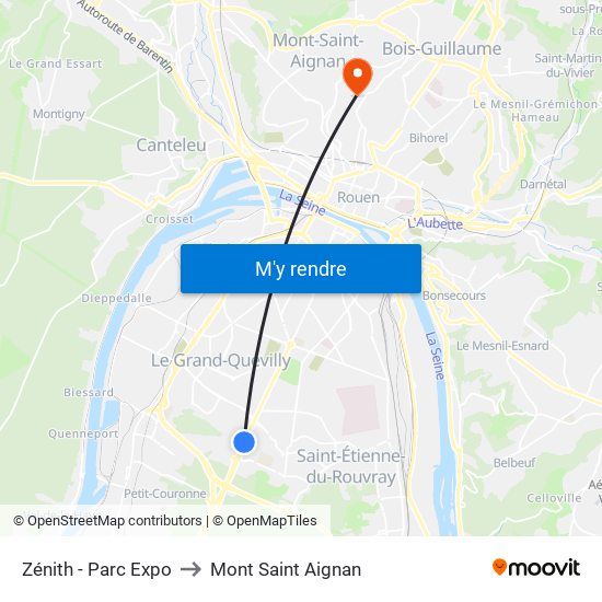 Zénith - Parc Expo to Mont Saint Aignan map