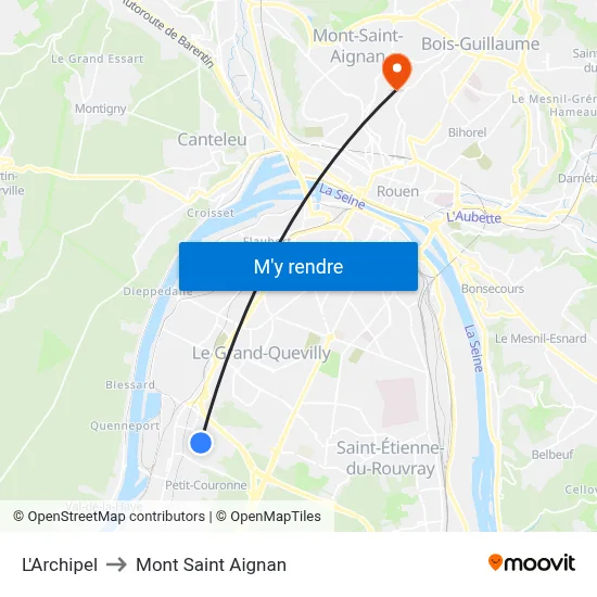 L'Archipel to Mont Saint Aignan map