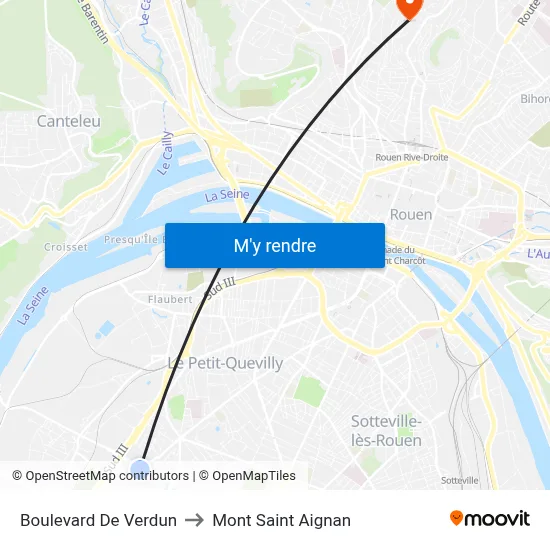 Boulevard De Verdun to Mont Saint Aignan map