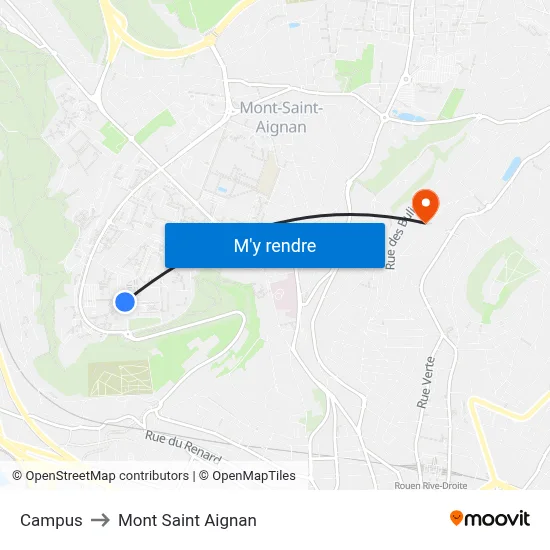Campus to Mont Saint Aignan map