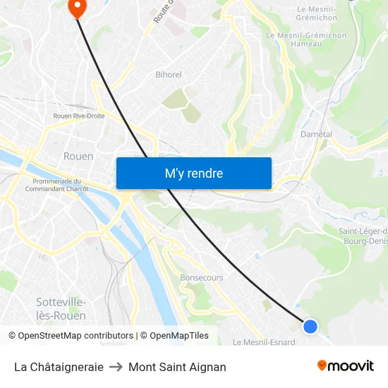 La Châtaigneraie to Mont Saint Aignan map