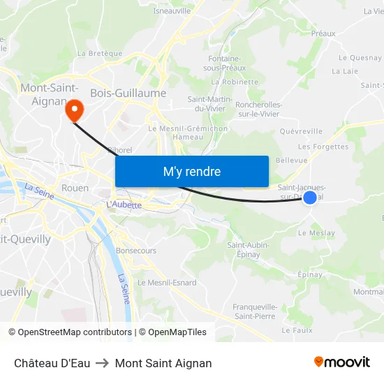Château D'Eau to Mont Saint Aignan map