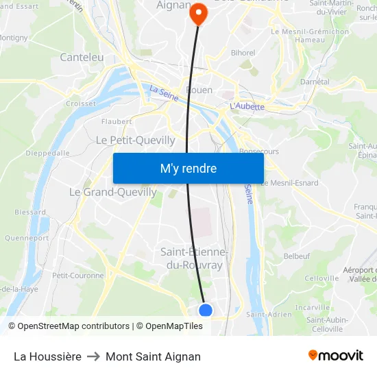 La Houssière to Mont Saint Aignan map