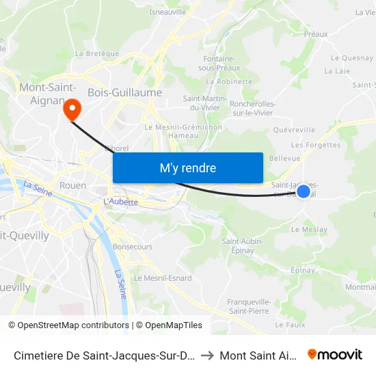 Cimetiere De Saint-Jacques-Sur-Darnétal to Mont Saint Aignan map