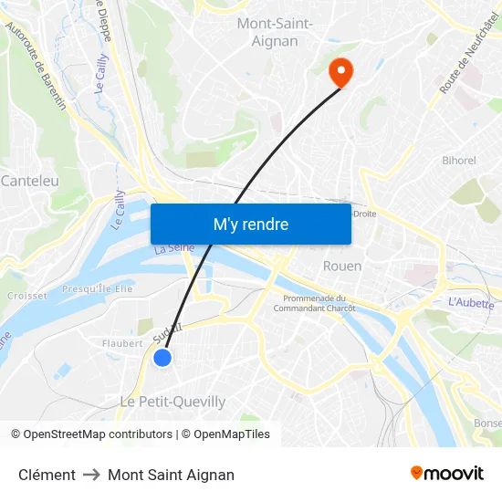 Clément to Mont Saint Aignan map