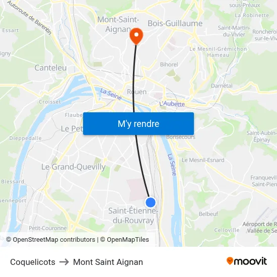 Coquelicots to Mont Saint Aignan map