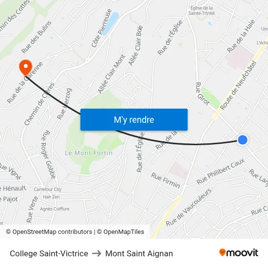 College Saint-Victrice to Mont Saint Aignan map