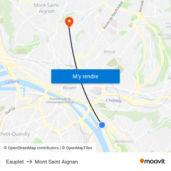 Eauplet to Mont Saint Aignan map