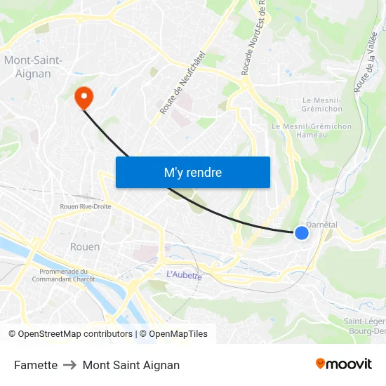 Famette to Mont Saint Aignan map