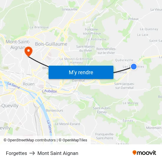 Forgettes to Mont Saint Aignan map