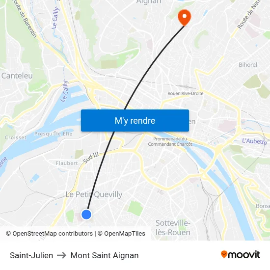 Saint-Julien to Mont Saint Aignan map