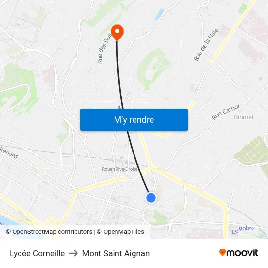 Lycée Corneille to Mont Saint Aignan map