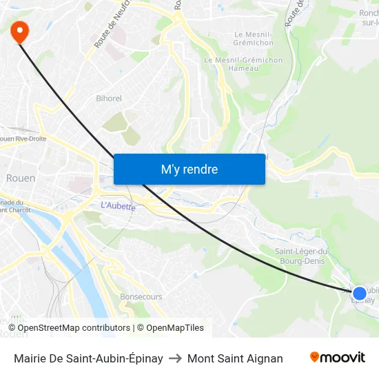 Mairie De Saint-Aubin-Épinay to Mont Saint Aignan map