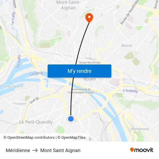 Méridienne to Mont Saint Aignan map