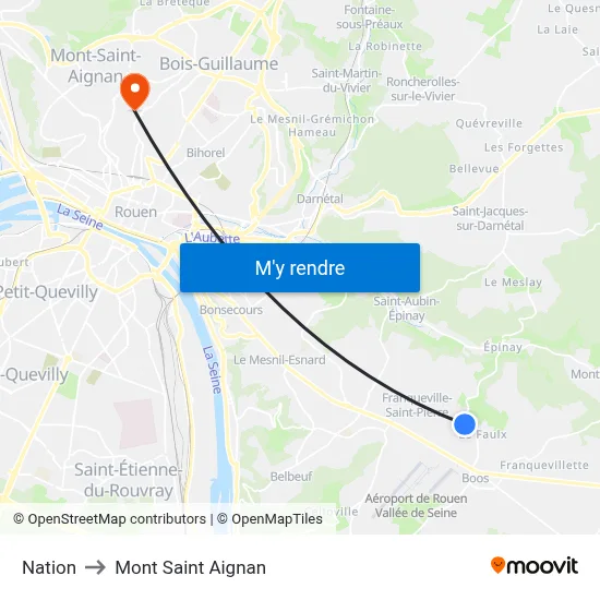 Nation to Mont Saint Aignan map
