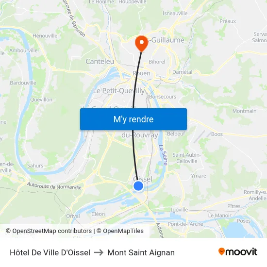 Hôtel De Ville D'Oissel to Mont Saint Aignan map