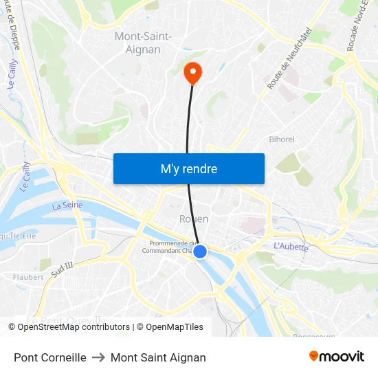 Pont Corneille to Mont Saint Aignan map