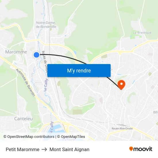 Petit Maromme to Mont Saint Aignan map