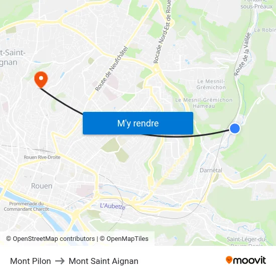Mont Pilon to Mont Saint Aignan map