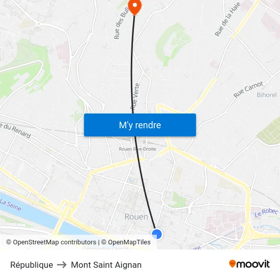 République to Mont Saint Aignan map