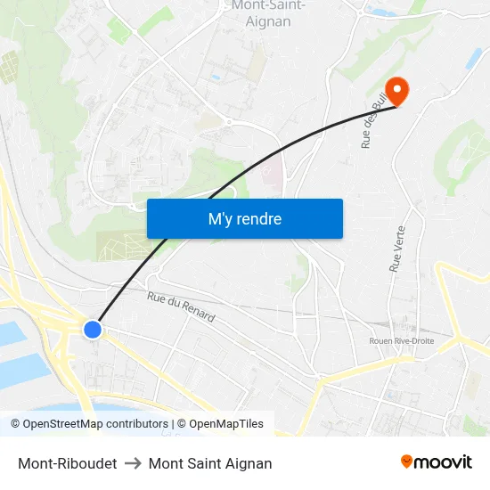 Mont-Riboudet to Mont Saint Aignan map