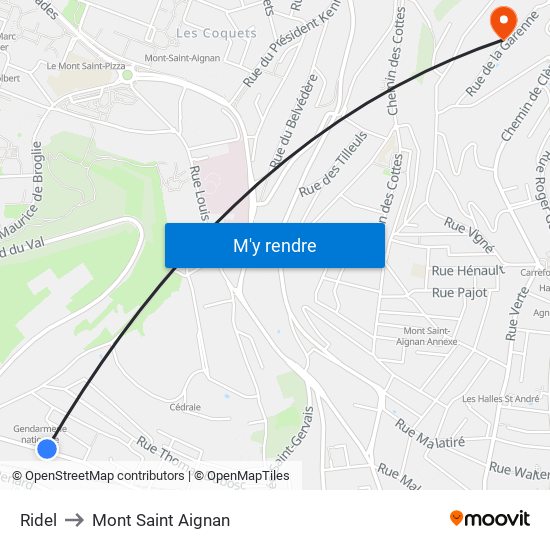 Ridel to Mont Saint Aignan map