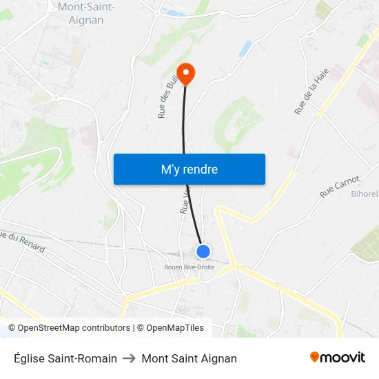 Église Saint-Romain to Mont Saint Aignan map