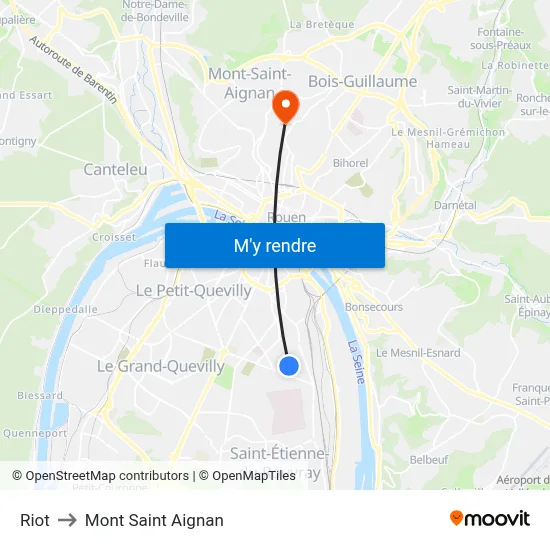 Riot to Mont Saint Aignan map