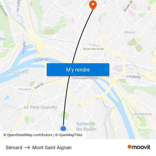 Sémard to Mont Saint Aignan map