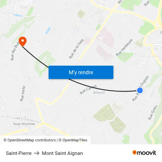 Saint-Pierre to Mont Saint Aignan map