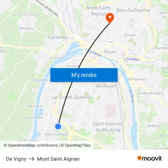 De Vigny to Mont Saint Aignan map