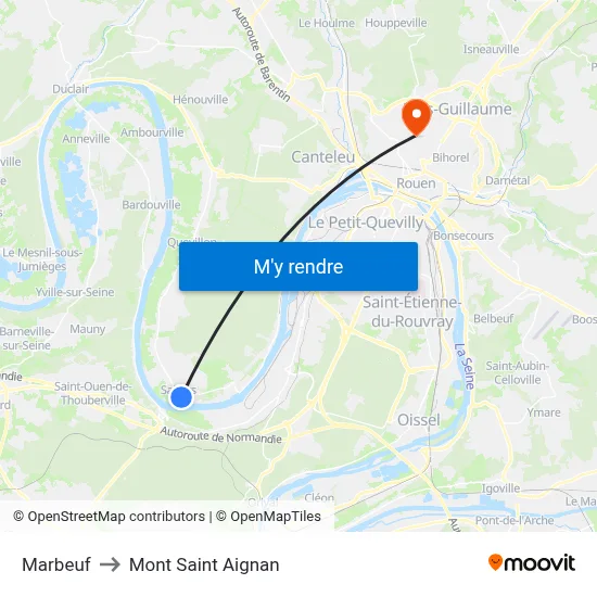 Marbeuf to Mont Saint Aignan map