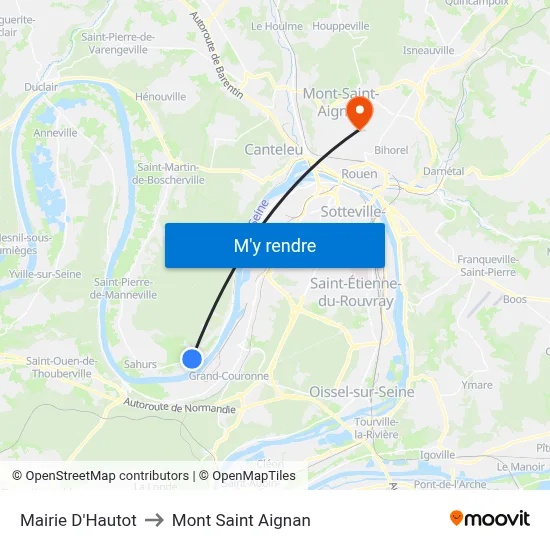 Mairie D'Hautot to Mont Saint Aignan map