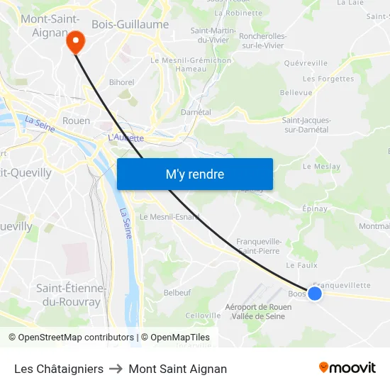 Les Châtaigniers to Mont Saint Aignan map