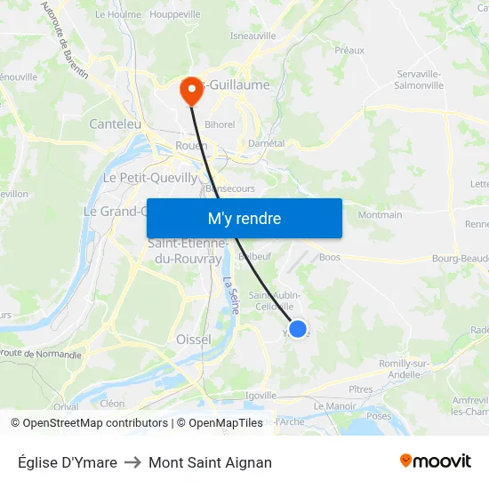 Église D'Ymare to Mont Saint Aignan map