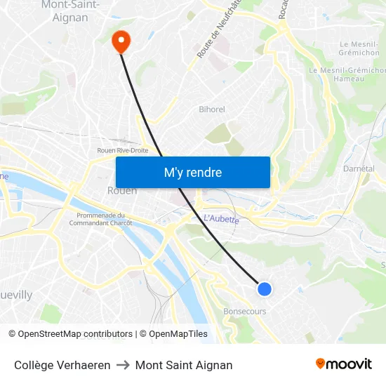 Collège Verhaeren to Mont Saint Aignan map
