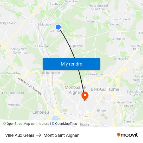 Ville Aux Geais to Mont Saint Aignan map
