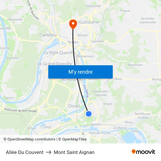 Allée Du Couvent to Mont Saint Aignan map